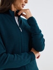 Ella J Merino Rib Zip Cardigan, Forest product photo View 04 S