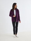 Ella J Merino Rib Zip Cardigan, Grape product photo View 03 S