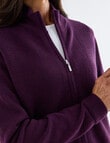 Ella J Merino Rib Zip Cardigan, Grape product photo View 04 S