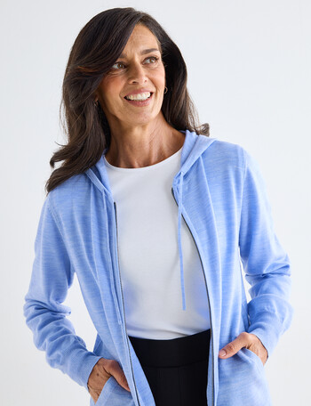 Ella J Merino Zip Hoodie, Pale Blue product photo