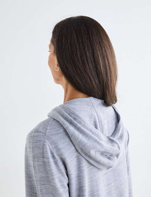 Ella J Merino Zip Hoodie, Grey Marle product photo View 06 L