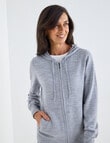 Ella J Merino Zip Hoodie, Grey Marle product photo View 07 S
