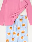 Sleep Squad Brunch Club Knit & Flannel PJ Set, Pink, 8-16 product photo View 03 S
