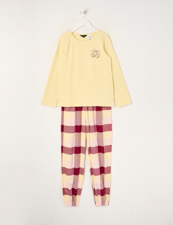 Sleep Squad Ma Cherie Knit Flannel PJ Set, Yellow, 8-16 product photo