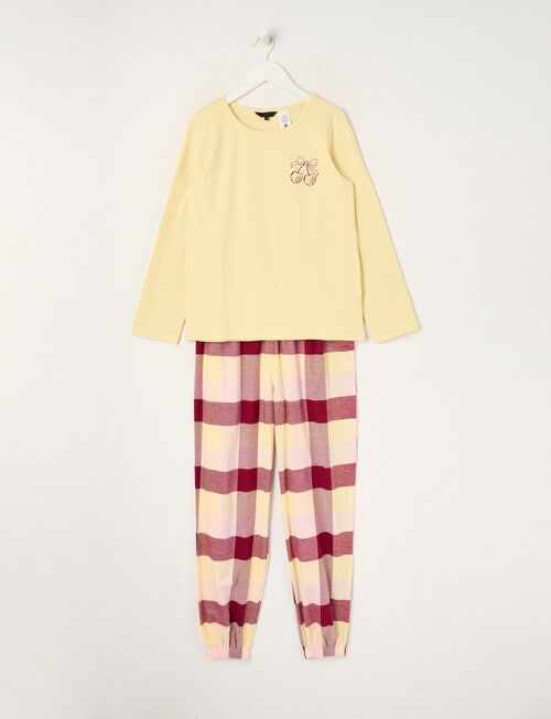 Sleep Squad Ma Cherie Knit Flannel PJ Set, Yellow, 8-16 product photo