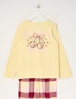 Sleep Squad Ma Cherie Knit Flannel PJ Set, Yellow, 8-16 product photo View 02 S