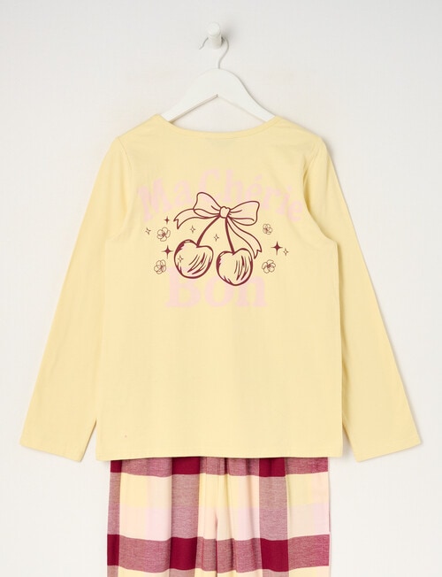 Sleep Squad Ma Cherie Knit Flannel PJ Set, Yellow, 8-16 product photo View 02 L