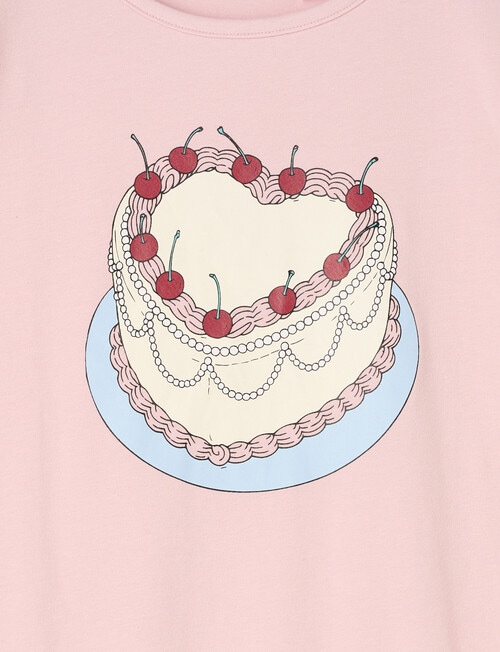 Sleep Squad Cake Knit Flannel PJ Set, Pink, 8-16 product photo View 02 L