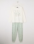 Sleep Squad Western Knit Flannel PJ Set, Soft Grass & Vanilla, -16 product photo