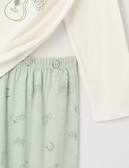 Sleep Squad Western Knit Flannel PJ Set, Soft Grass & Vanilla, -16 product photo View 03 L