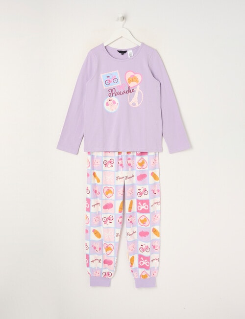 Sleep Squad Panache Knit Flannel PJ Set, Lilac, 8-16 product photo