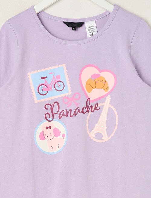 Sleep Squad Panache Knit Flannel PJ Set, Lilac, 8-16 product photo View 02 L