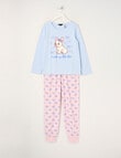 Sleep Squad Pup & Bows Knit Flannel PJ Set, Pink & Blue, 8-16 product photo