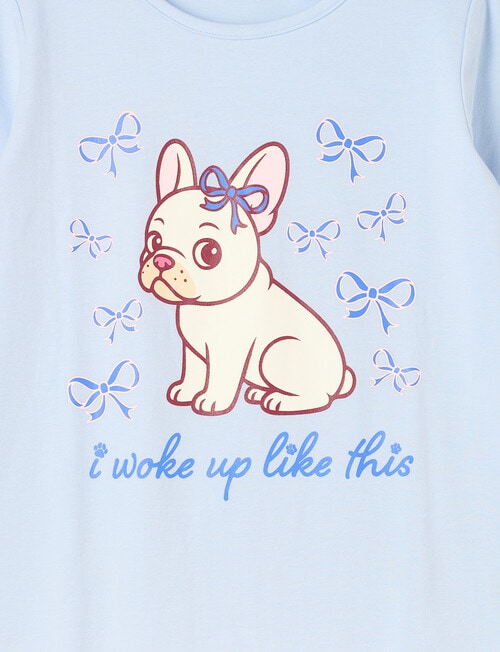 Sleep Squad Pup & Bows Knit Flannel PJ Set, Pink & Blue, 8-16 product photo View 02 L