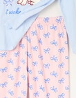 Sleep Squad Pup & Bows Knit Flannel PJ Set, Pink & Blue, 8-16 product photo View 03 S