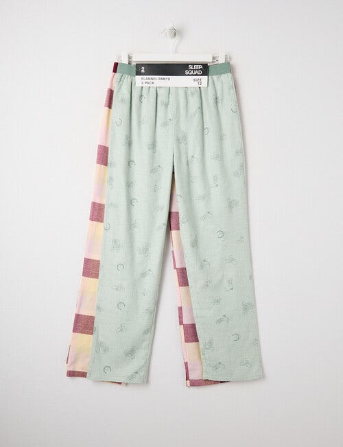 Sleep Squad Western & Check Flannel Pant, 2-Pack, Green product photo