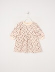 Teeny Weeny Heart and Bow Play Fleece Floral Dress, Vanilla product photo