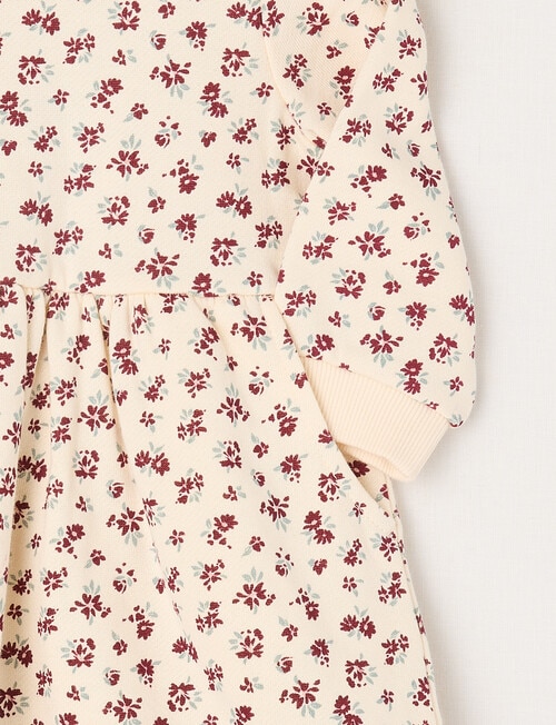 Teeny Weeny Heart and Bow Play Fleece Floral Dress, Vanilla product photo View 02 L