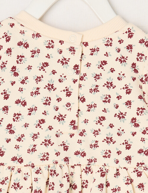 Teeny Weeny Heart and Bow Play Fleece Floral Dress, Vanilla product photo View 03 L