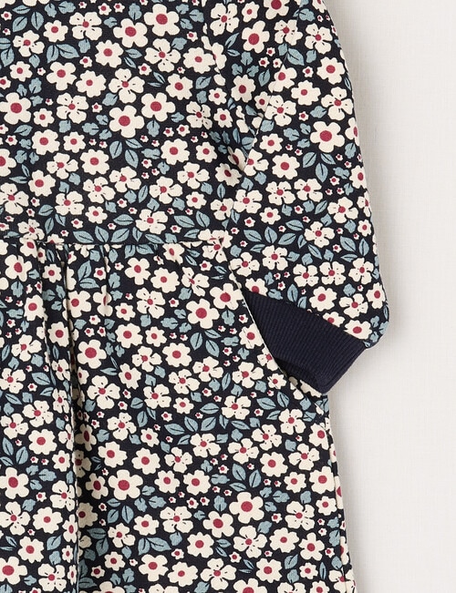 Teeny Weeny Heart and Bow Play Fleece Floral Dress, Midnight product photo View 02 L