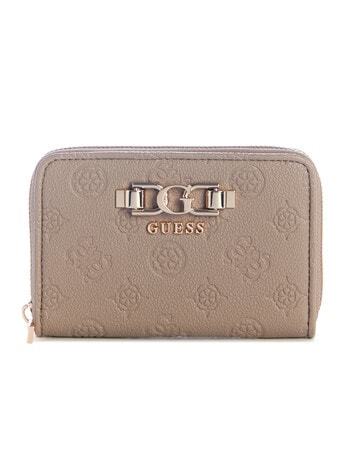Guess Anise Medium Zip Around Wallet, Dark Taupe Logo product photo