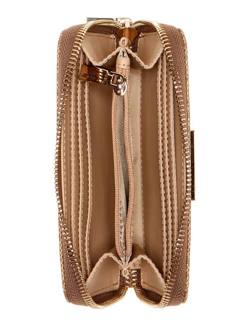 Guess Anise Medium Zip Around Wallet, Dark Taupe Logo product photo View 03 L