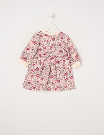Teeny Weeny Heart and Bow Play Fleece Floral Dress, Raspberry product photo
