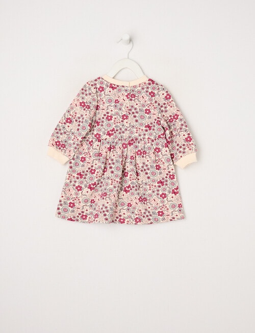Teeny Weeny Heart and Bow Play Fleece Floral Dress, Raspberry product photo