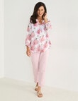 Ella J Pleat Detail Shirt, Pink Floral product photo View 07 S