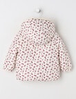 Teeny Weeny Heart & Bow Puffer Hooded Jacket, Cream & Pink product photo View 02 S