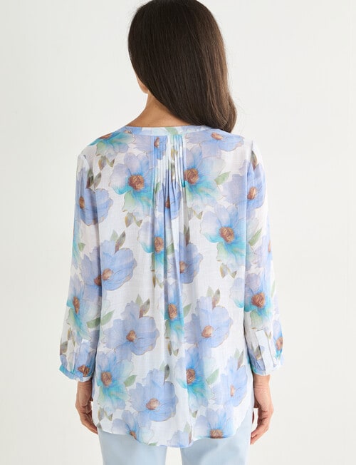 Ella J Pleat Detail Shirt, Blue Floral product photo View 02 L