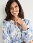 Ella J Pleat Detail Shirt, Blue Floral product photo View 04 S