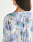 Ella J Pleat Detail Shirt, Blue Floral product photo View 07 S