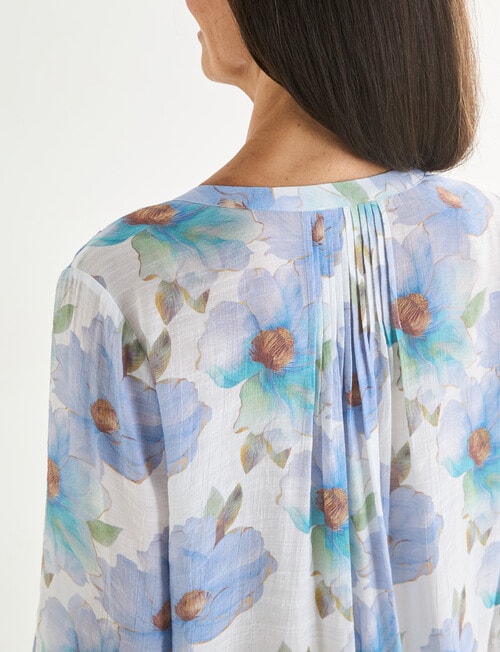 Ella J Pleat Detail Shirt, Blue Floral product photo View 07 L