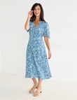 Ella J Print Tea Dress, Blue & Green product photo
