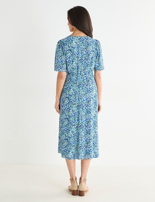 Ella J Print Tea Dress, Blue & Green product photo View 02 L