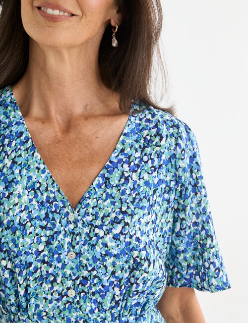 Ella J Print Tea Dress, Blue & Green product photo View 04 L