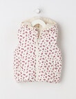 Teeny Weeny Heart & Bow Puffer Hooded Vest, Cream & Pink product photo