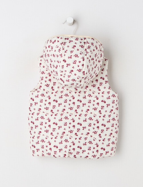 Teeny Weeny Heart & Bow Puffer Hooded Vest, Cream & Pink product photo View 02 L