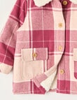 Teeny Weeny Hearts & Bows Check Shacket, Pink & Cream product photo View 02 S