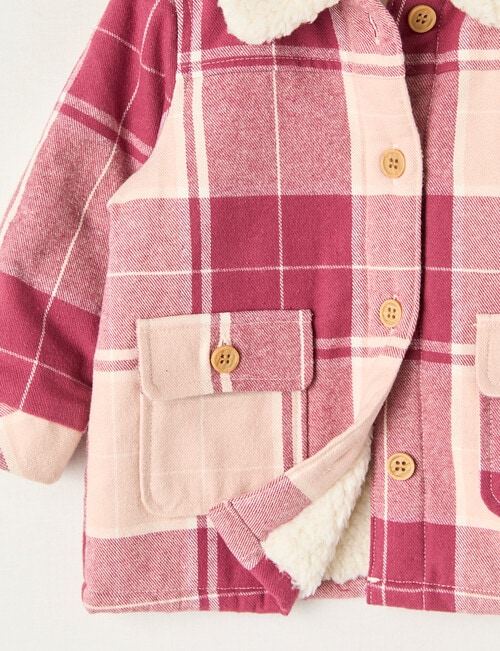 Teeny Weeny Hearts & Bows Check Shacket, Pink & Cream product photo View 02 L