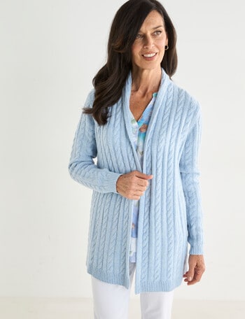 Ella J Cable Cardigan, Pale Blue product photo