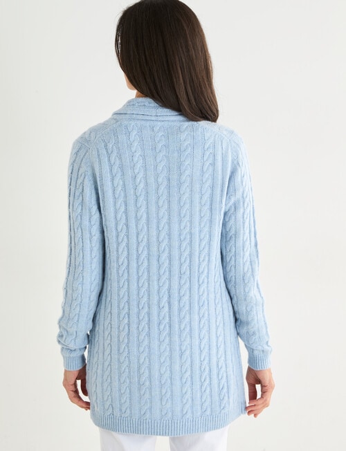 Ella J Cable Cardigan, Pale Blue product photo View 02 L