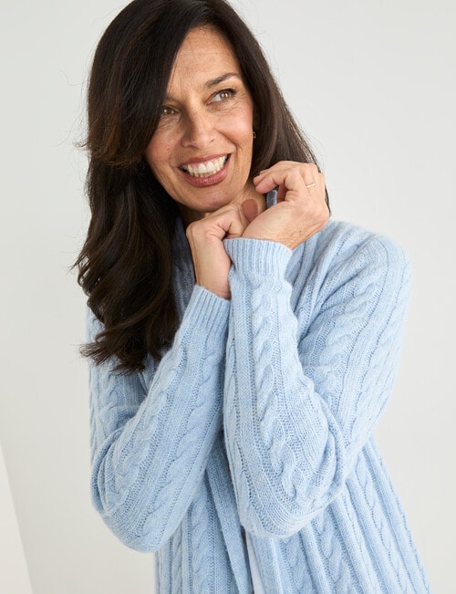 Ella J Cable Cardigan, Pale Blue product photo View 04 L