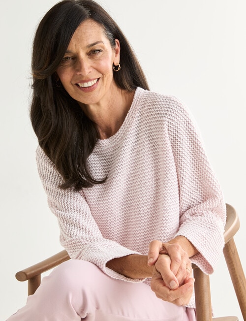 Ella J Textured Knit Top, Pink product photo View 04 L