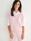 Ella J V-Neck Knitted Vest, Pale Pink product photo