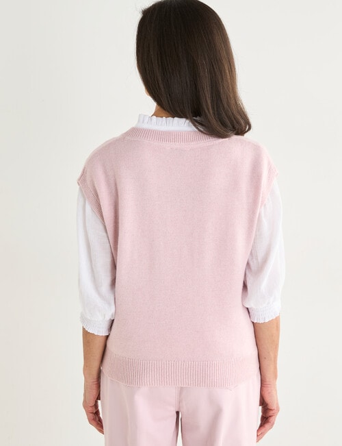 Ella J V-Neck Knitted Vest, Pale Pink product photo View 02 L