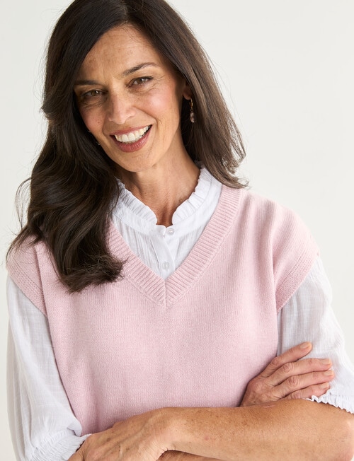 Ella J V-Neck Knitted Vest, Pale Pink product photo View 04 L