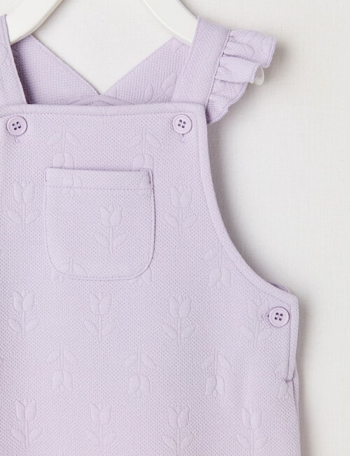 Teeny Weeny Heart & Bow Floral Jacquard Overall, Lilac product photo View 03 L