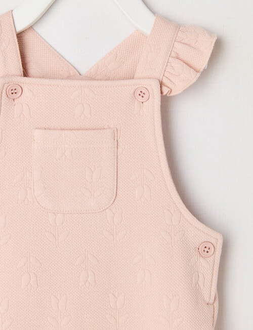 Teeny Weeny Heart & Bow Floral Jacquard Overall, Pink product photo View 03 L